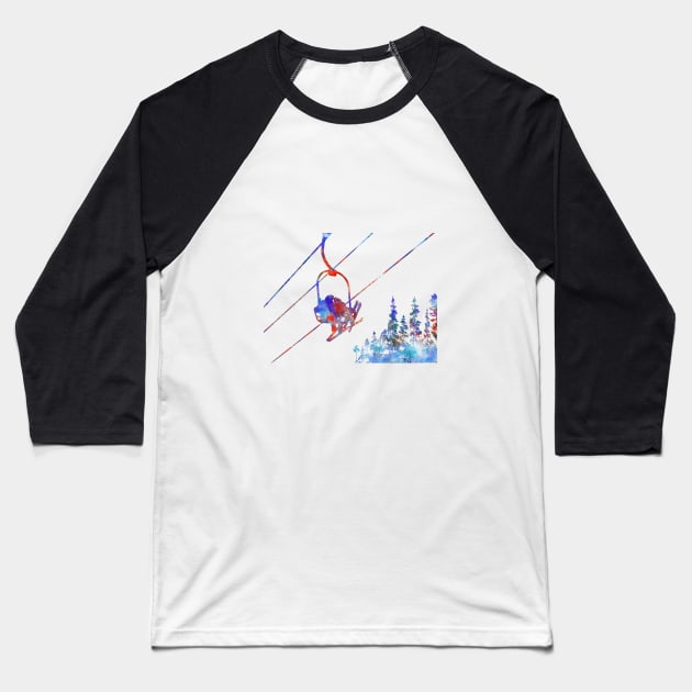 Couple ski lift Baseball T-Shirt by RosaliArt